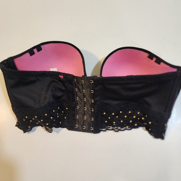 PINK by Victoria's Secret Black Studded Strappless Bra 34B - Picture 3 of 8